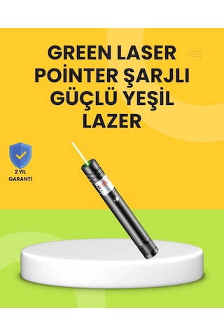 Uzun Mesafe Görünürlüklü Yeşil Lazer Pointer Şarjlı Çok Renkli