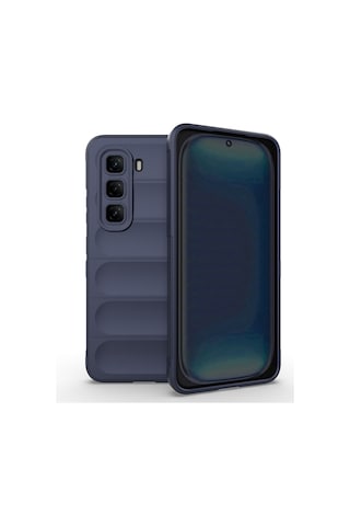 Subutu İnfinix Hot 50 4g Kılıf Esnek Tpu Oyuklu Arka Yüzey Tasarımlı Sbt Etnik Silikon Kapak - Lacivert Lacivert
