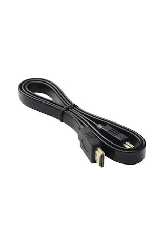 Powermaster Hk-25508 Düz Siyah 1.5 Metre Flat Yassı Gold Uçlu 19 Pin Hdmı Kablo