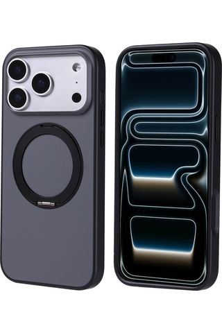 Apple Uyumlu iPhone 17 Pro Max Kılıf M-safe Şarj Özellikli Açılabilen Halka Standlı Renkli Silikon Kapak