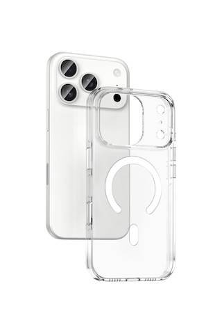 Apple Uyumlu iPhone 17 Pro Magsafe Özellikli Sert Royal Şeffaf Telefon Kılıfı Şeffaf