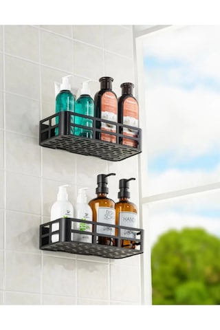 2 Li Banyo Organizer Düzenleyici Yapışkanlı Raf Çok Renkli