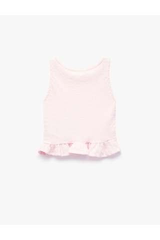 Koton Bisiklet Yaka Kolsuz Fırfır Detaylı Bluz Pembe 6skg60122ak Gül