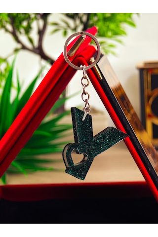 Harfli Anahtarlık Epoksi Kişiye Özel Yapım El Yapımı Harf Anahtarlık Kalp Model Özel Tasarım Hediyelik Ürün Kalp Desenli Simli Anahtarlık Bordo