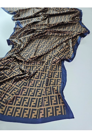 Miorel Scarfs F Desen İthal Vual İpek Şal Aksesuar Fular Silk Scarfs Shawl Hijab Kahverengi
