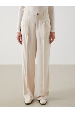 Lcw Vision Bej Loose Fit Keten Karışımlı Kadın Pantolon