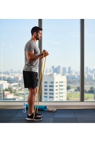 Nk Spor 1 Adet Direnç Lastiği 208cm X 1,5x13mm 3,5-4,5kg Latex Pilates Yoga Spor Egzersiz Fizik Sarı