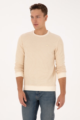 U.S. Polo Assn. Erkek Regular Fit Bisiklet Yaka Desenli Krem Sweatshirt 50308910-VR071