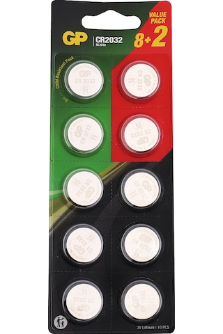 GP Batteries CR2032 3 Volt Lityum Düğme Pil 10'lu