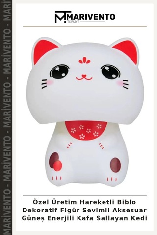 Özel Üretim Hareketli Biblo Dekoratif Figür Sevimli Aksesuar Güneş Enerjili Kafa Sallayan Kedi