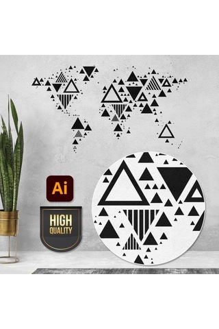 Üçgen Modelli Dünya Duvar Haritas Stickerı, Duvar Sticker, Duvar Çıkartması, Duvar Dekor,7368 Diğer