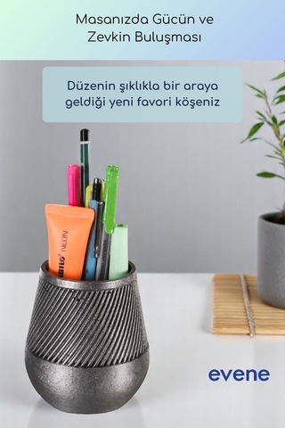 Kalemlik Masa Kalemliği Organizer Kalemlik Gümüş Eskitme Renk Model 89 Çok Renkli