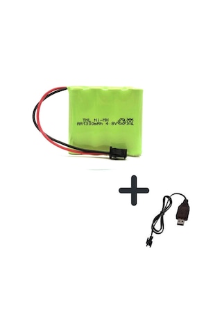Tnl 4.8v 1300mah Siyah Soketli Ni-mh Oyuncak Araba Pili + Usb Şarj