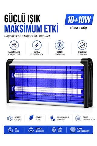 20w Elektrikli Uv Lamba Sinek Kovucu Sessiz İç Ve Dış Mekan Kullanımına Uygun 10w+10w Auhma