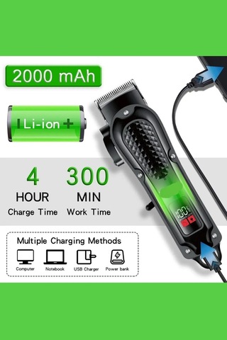 Wintoup Profesyonel Kuaför Tipi Tıraş Makinesi Şarjlı Dijital Göstergeli Saç Kesim