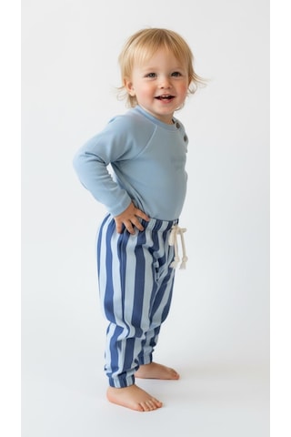 Miababy Çizgili Mummy&dadys Boy 2 Li Takım Mavi