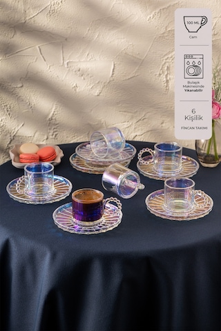 Emsan Muhabbet 100 Ml 6'lı Kahve Fincan Takımı renkli