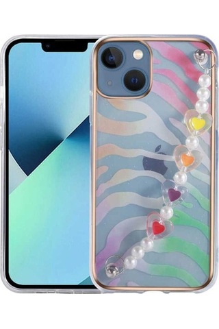 Apple Uyumlu iPhone 13 Kılıf Zore Pilla Kapak Pembe-Yeşil