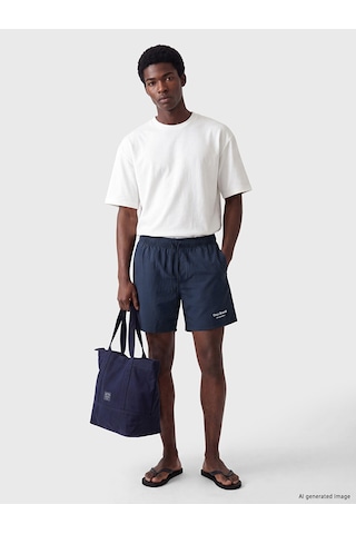 Lcw Swımwear İndigo Kısa Boy Baskılı Erkek Deniz Şortu