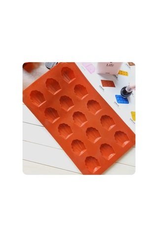 Siliko World Madlen Çikolata Kek Kurabiye Kalıbı Silikon Kalıp 4x3cm, Kahverengi
