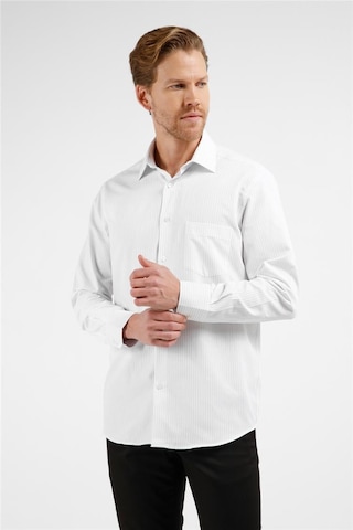 İmza Beyaz - Siyah Çizgili Desen Sert Yaka Uzun Kol Cepli Comfort Fit Pamuklu Gömlek 1004255274 Beyaz - Siyah