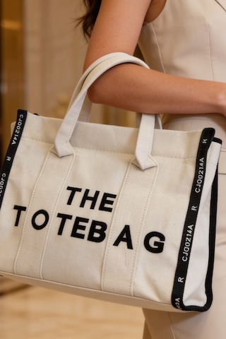 Ents Krem Kanvas Kadın Tote Bag Büyük Boy Günlük Omuz Ve Plaj Çantası beyaz