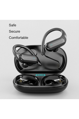 Moveevo A520 Siyah Tws Kulaküstü Bluetooth Kulaklık - Kablosuz Girişsiz İkili Spor Koşu Uzun Pil Ömrü
