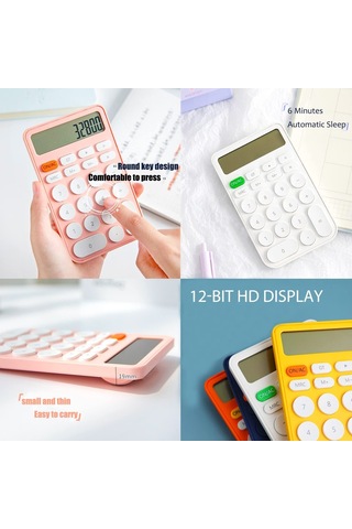 Singree 12 Haneli Büyük Ekran Masaüstü Hesap Makinesi Ofis Okul Ev İş İçin Lcd Ekran Otomatik Uyku Pil Sarı