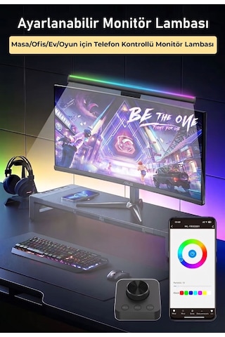 Monitör Lambası Rgb Kumandalı Wifi Kontrollü Parlaklık Renk Ayarlı Masa Pc Ekran Işığı