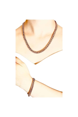 Vercetti Rose Gold Kalın Kolye Bileklik Set Rose Gold