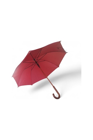 Bordo Baston Şemsiye Orjinal Ahşap Sap Lüx Şemsiye Bordo