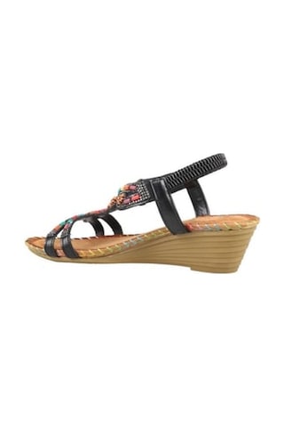 Guja 25y151-6 Kadın Taşlı Dolgu Topuklu Lastikli Comfort Sandalet Siyah Siyah
