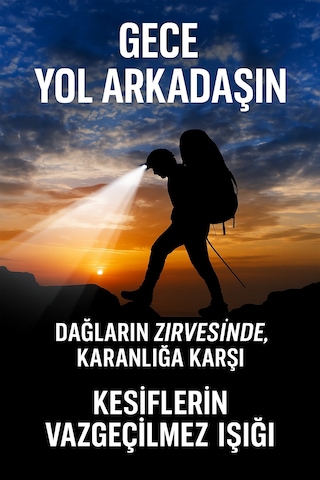 Başa Takılan Led Güçlü Arama Feneri 46 Saat Çalışma Süresi 3 Mod