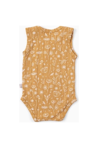 Boumini Kolsuz Bebek Çıtçıtlı Atlet Müslin Bebek Body Bahar Çiçekli Hardal-hardal Hardal