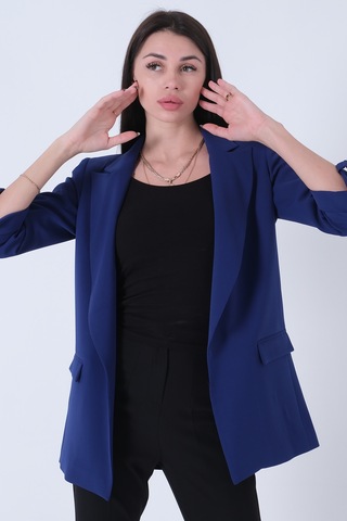 Saks Astarlı Kolları Düğme Toparlamalı Ceket 0105136.26 Saks