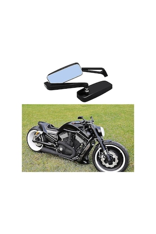 Wezone Klasik Motosiklet Geri Görüş Aynası, Mavi Duman Camlı, Ayarabilir Açı, Çelik Alüminyum, Çoğu Cruiser Chopper İçin Uyumlu 1 Set