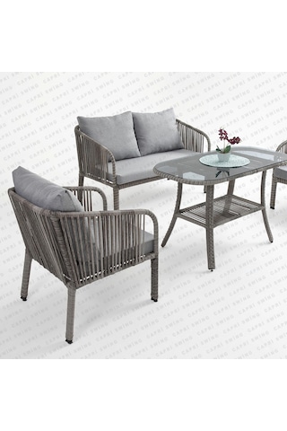 Capri Swing Artemis İkili Rattan Balkon Bahçe Takımı Gri