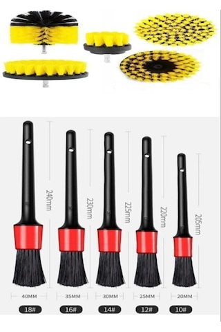 İsgstore 8 Parça Araç Iç Ve Dış Matkap Ucu Uyumlu Detaylı Bakım Fırça Temizleme Seti