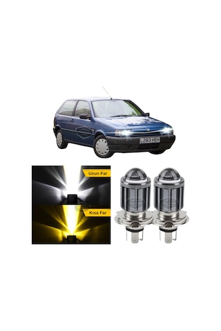 Fiat Tipo 1993-2000 Uyumlu Mercekli Far Ampulü Led Xenon Çift Renk Sarı-beyaz Far Şimşek Etkili C Lamba Uzun Kısa LED Far 56081499