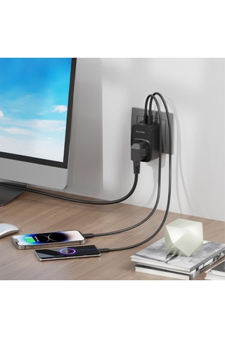 Lexroo Akım Korumalı Priz 1x Priz, 2x Type-c, 1x Usb Port Çıkışlı Tekli Siyah