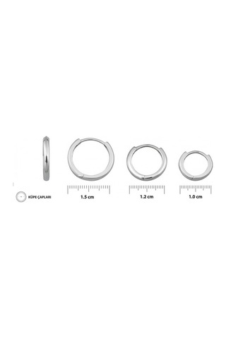 14 Ayar Altın Bombeli Mini Boy Halka Küpe Gizli Kilit 1 Cm Çift Beyaz Altın Beyaz 1,2 Cm