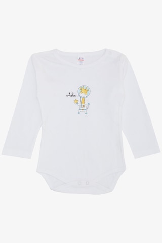 Breeze Erkek Bebek Çıtçıtlı Zıbın Body Astronot Zürafa Baskılı 9 Ay-3 Yaş, Beyaz Beyaz