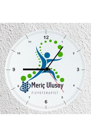 Kişiye Özel İsimli Fizyoterapist Cam Duvar Saati 30x30 Cm - Fizik Tedavi Ve Rehabilitasyon Meslek Hediyesi Çok Reenkli