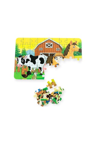 Ahşap Farm Animals Mini Puzzle 4 Yaş 54 Parça