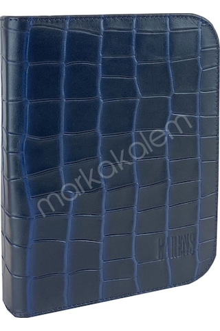 Carens Kroko Lacivert 20Li Hakiki Deri Kalem Çantası