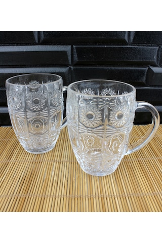 2li Kristal Lüks Cam Kupa Büyük Boy Kupa 500ml