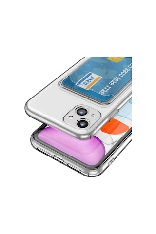 Kilifone - Apple Uyumlu iPhone 13 - Kılıf Kartlıklı Şeffaf Setra Clear Silikon Kapak - Şeffaf