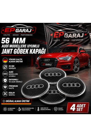 Audi Araçlara Uyumlu 56 Mm Audi Modellere Uyumlu Jant Kapak Göbeği 4 Adet Set