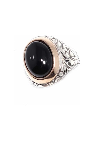 925 Ayar Gümüş Ve Bronz Karışımı Oval Onyx Taşlı Erkek Yüzük