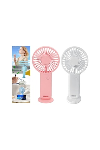 2 Adet Mini Fan,telefon Tutucu,portatif El Vantilatörü Pembe,beyaz 9,3x19cm